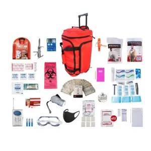 1 Person Deluxe Survival Kit (72  Hours) Red Wheel Bag