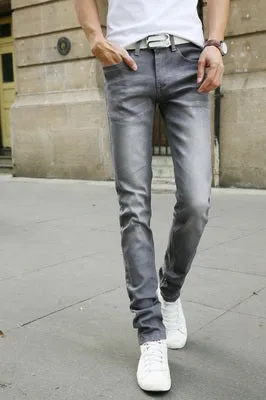 2017 New Fashion Men's Casual Stretch Skinny Jeans Trousers Tight Pants Solid Colors