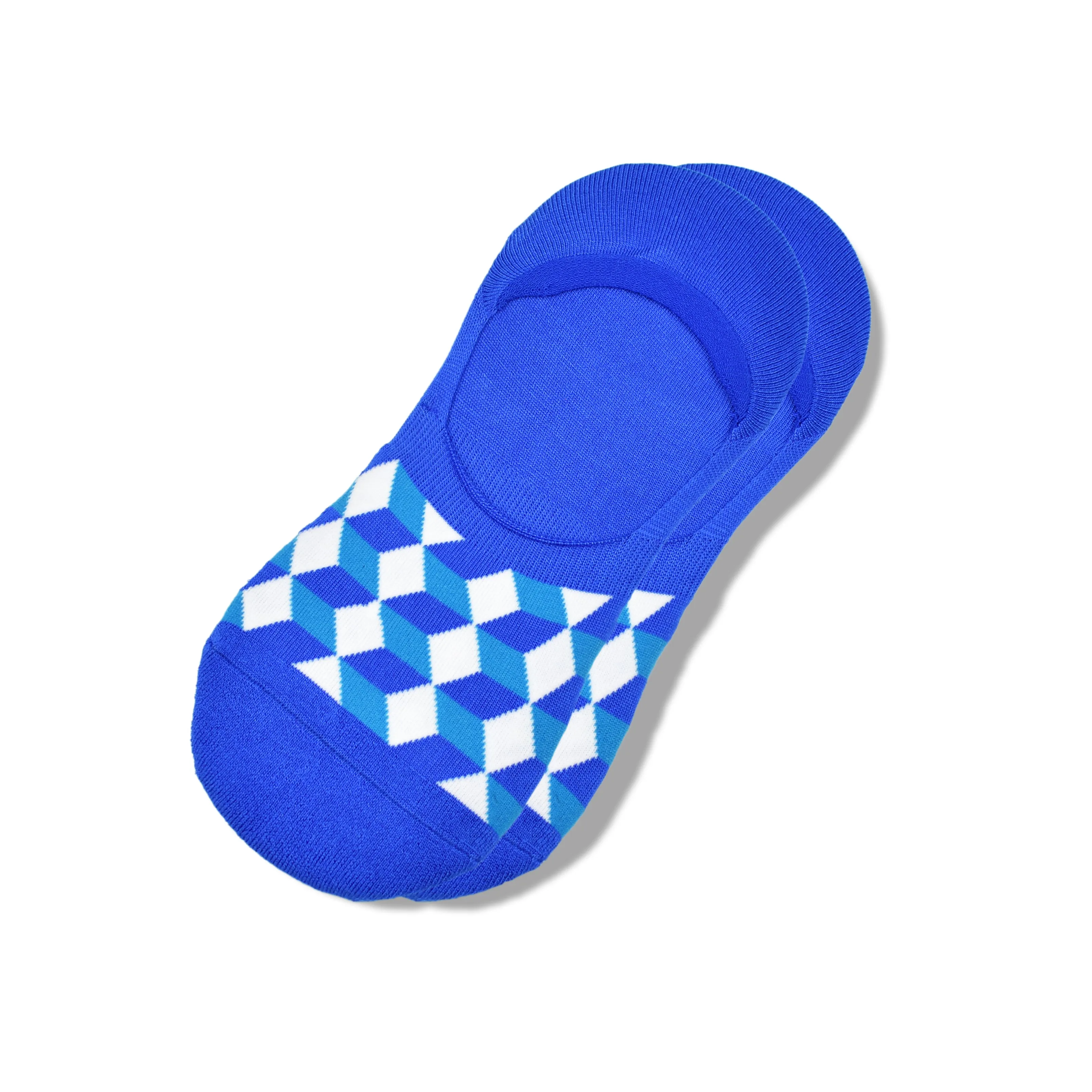 270° Non-Slip No Show - Tangram (Blue)