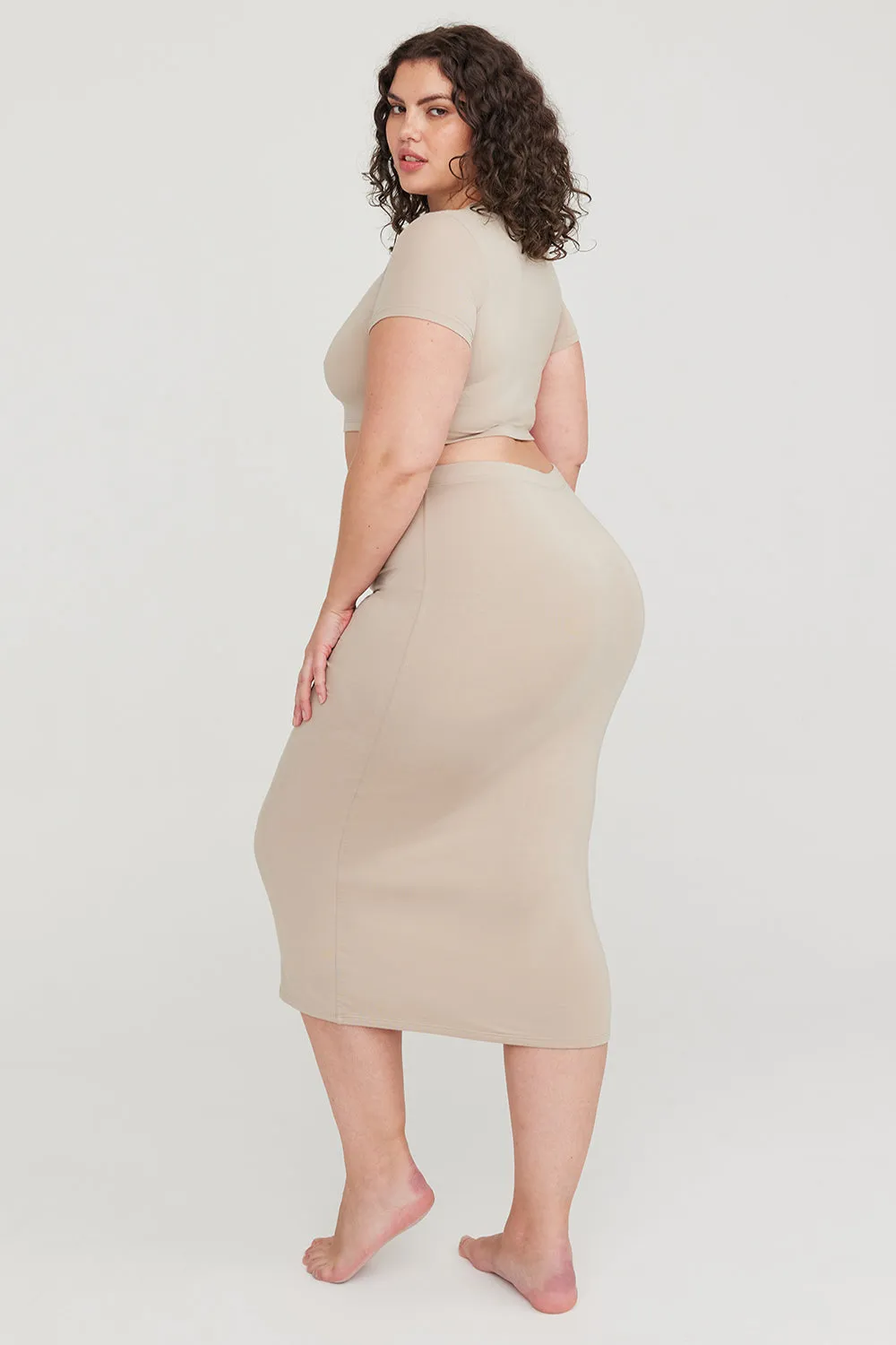 365 BODYCON MIDI SKIRT - SAND