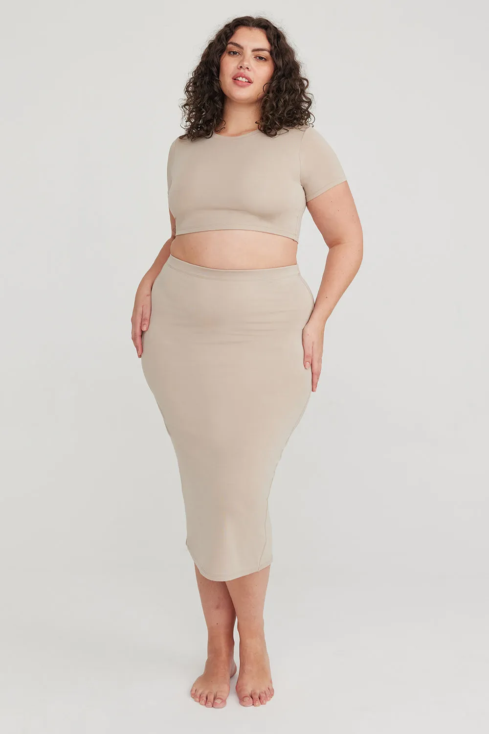 365 BODYCON MIDI SKIRT - SAND