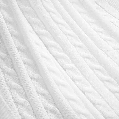 50"x60" Cable Soft Knitted Throw Blanket with Border White - Lush Décor