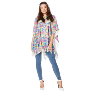 60s 70s Tie Dye Poncho