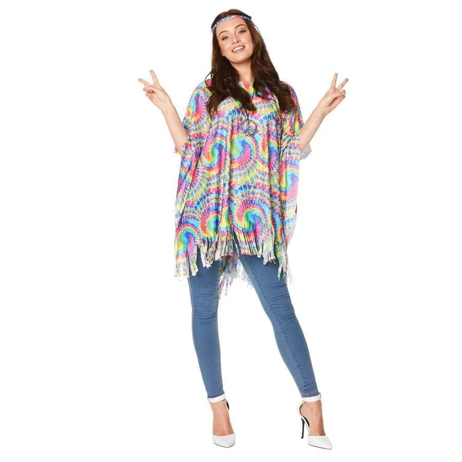 60s 70s Tie Dye Poncho