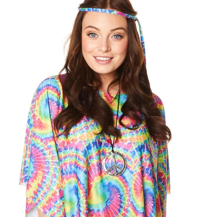 60s 70s Tie Dye Poncho