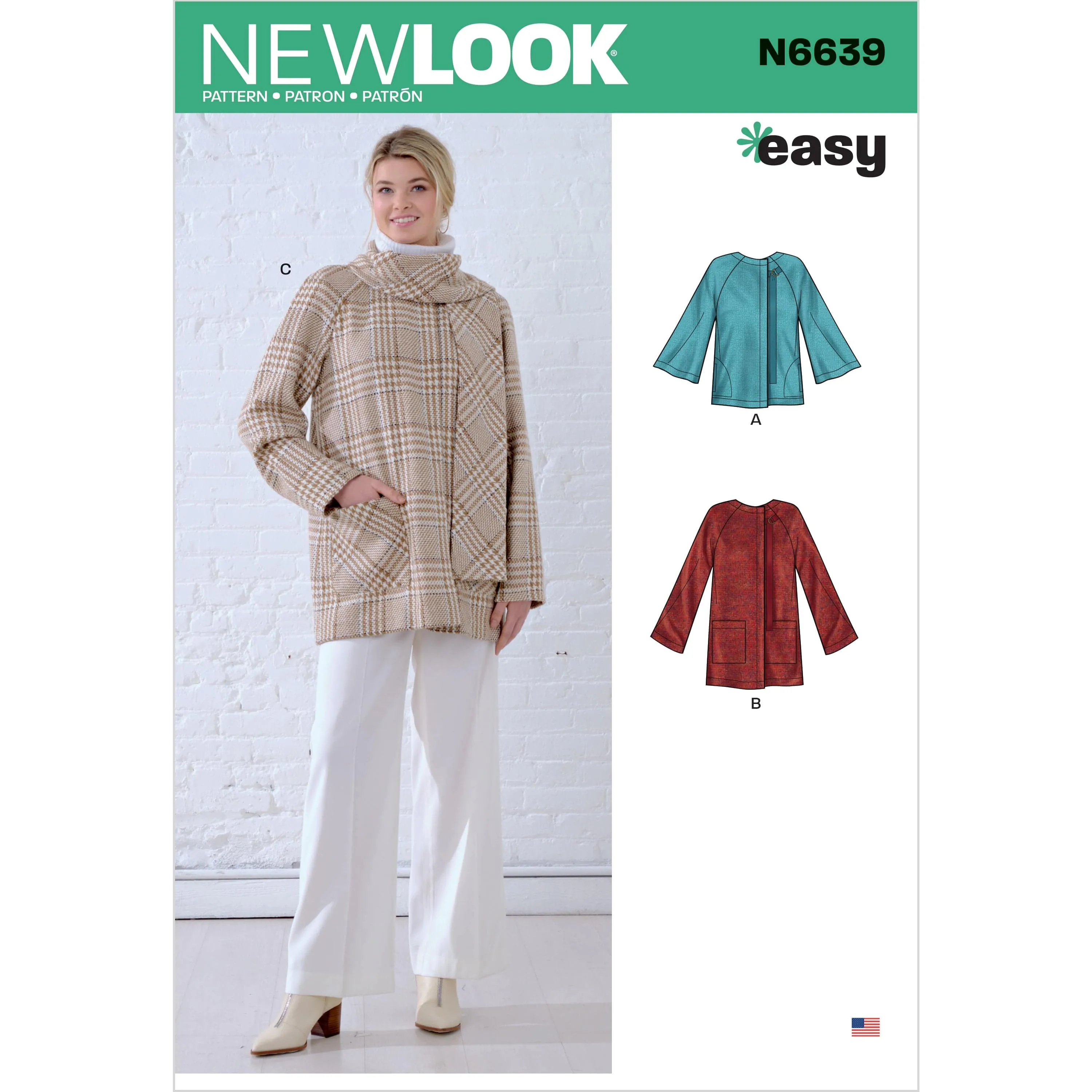 6639 New Look Sewing Pattern N6639 Misses' Poncho and Jackets