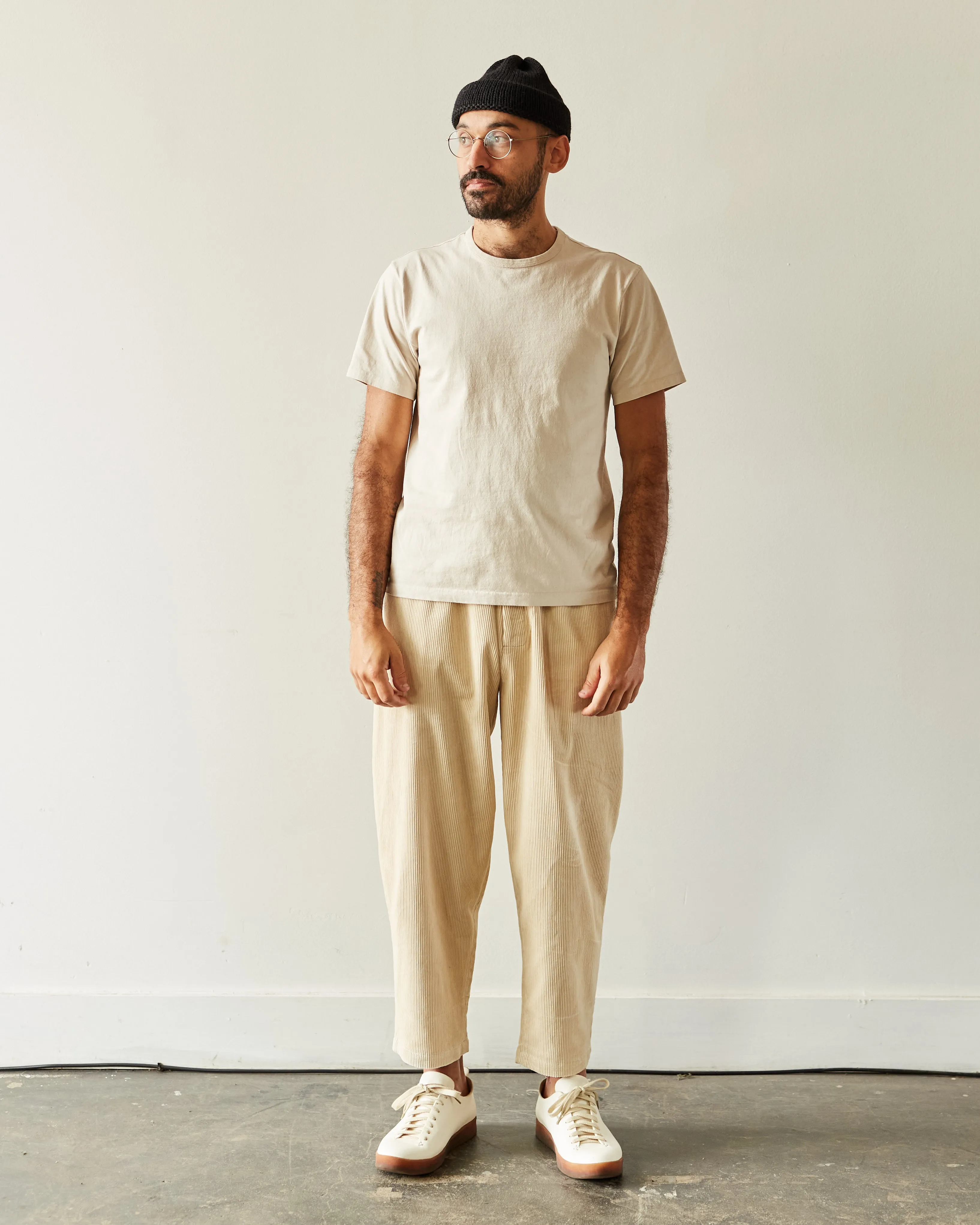 7115 Unisex Corduroy Elastic Pull-Up Trouser, Antique White