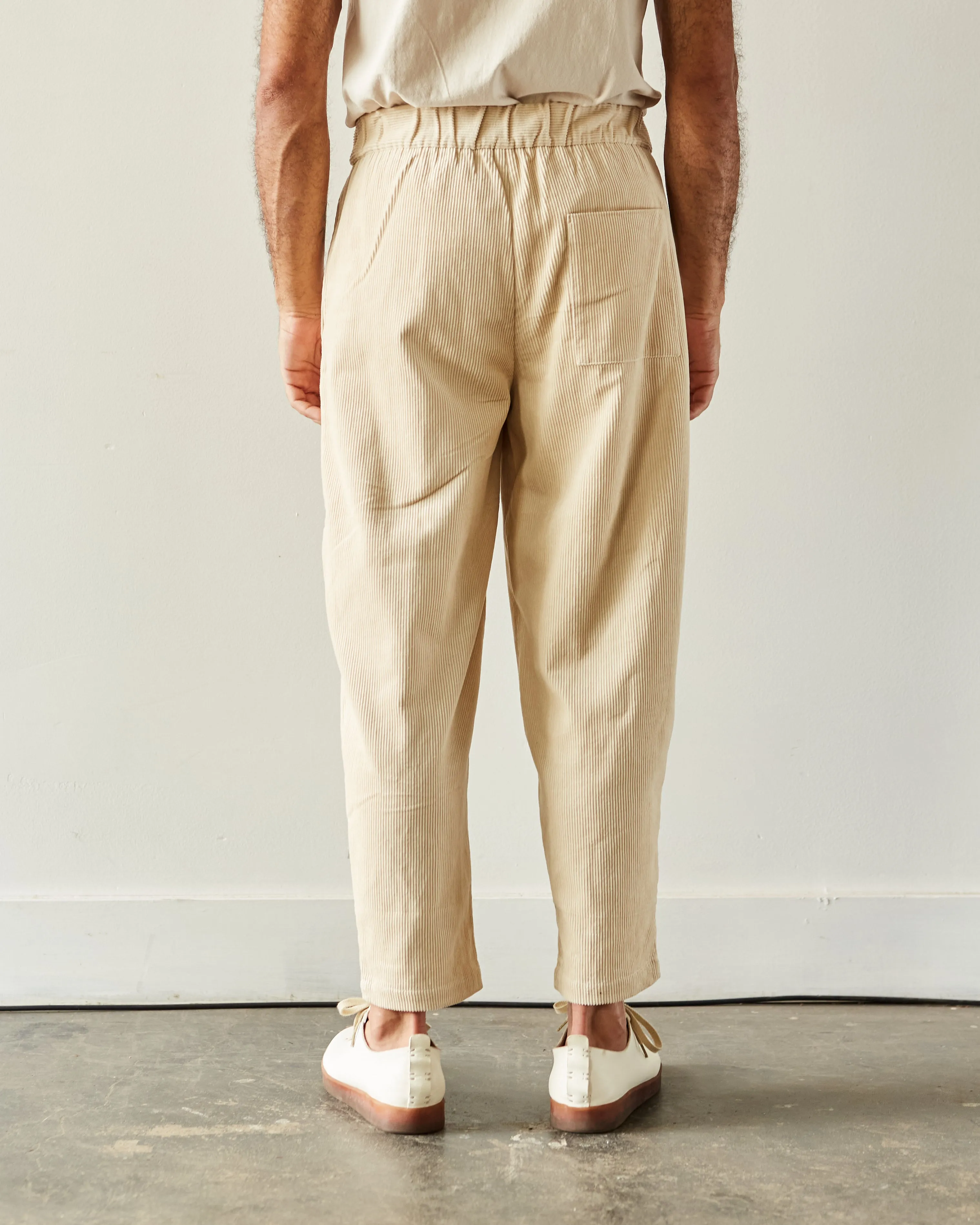 7115 Unisex Corduroy Elastic Pull-Up Trouser, Antique White