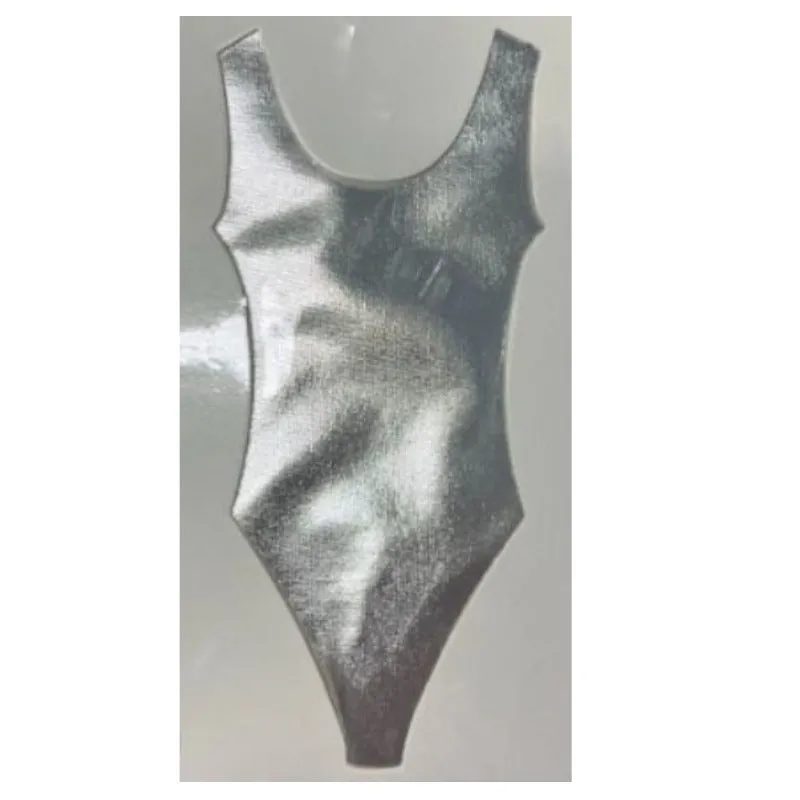 80s Leotard Metallic Silver