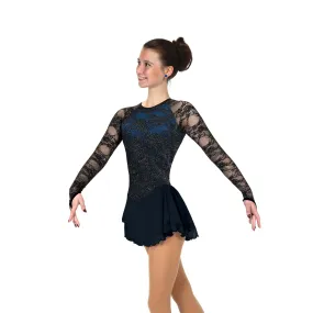 83 Competition Figure Skating Blue Black Midnight Fog Dress