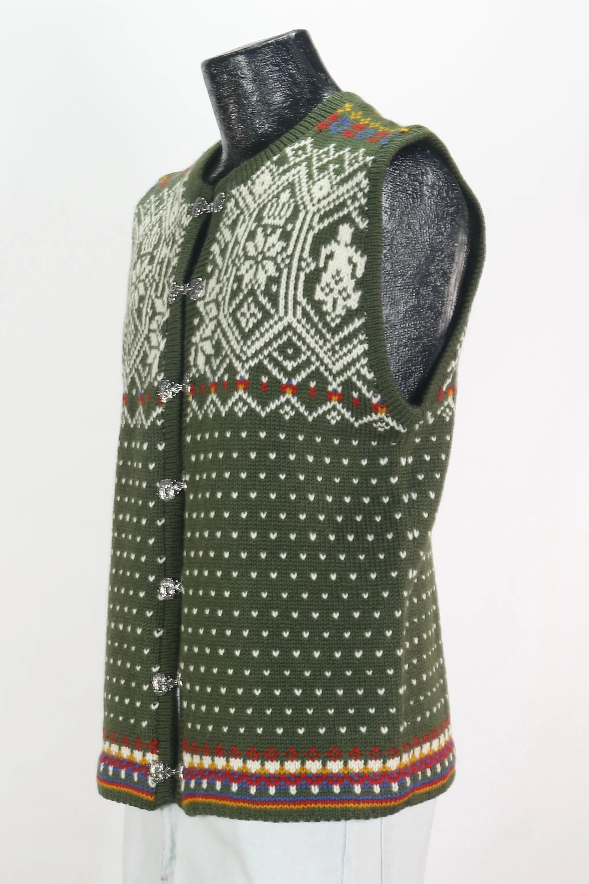 90s Nordic Green Wool Sweater Vest       L