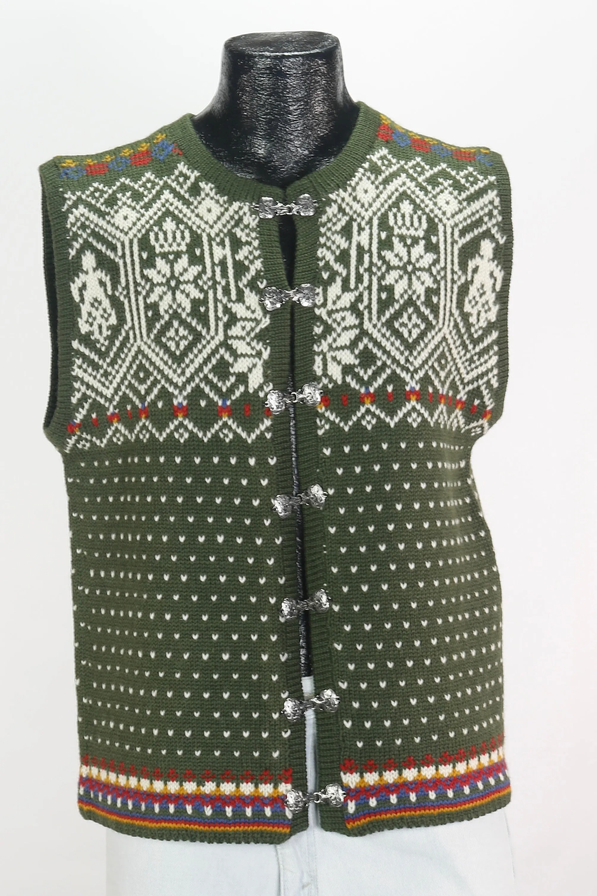 90s Nordic Green Wool Sweater Vest       L