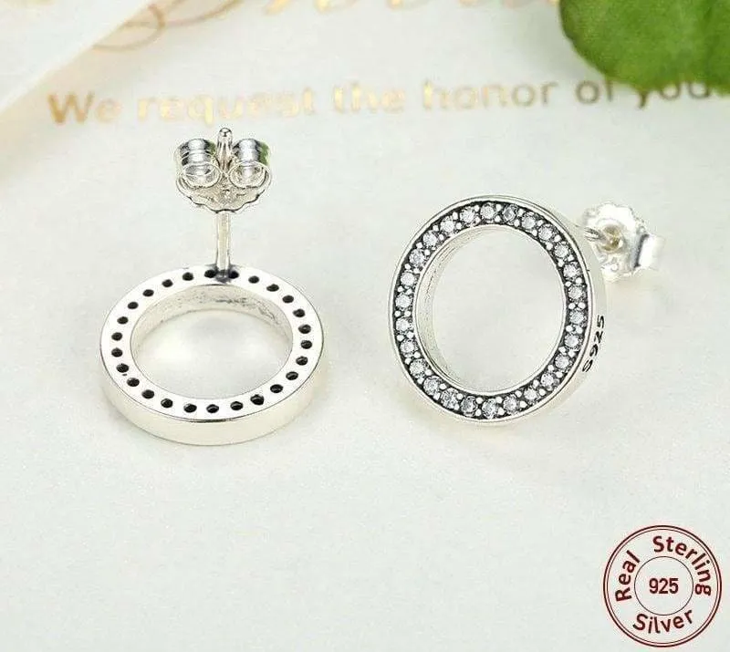 925 Sterling Circular Silver Stud Earrings