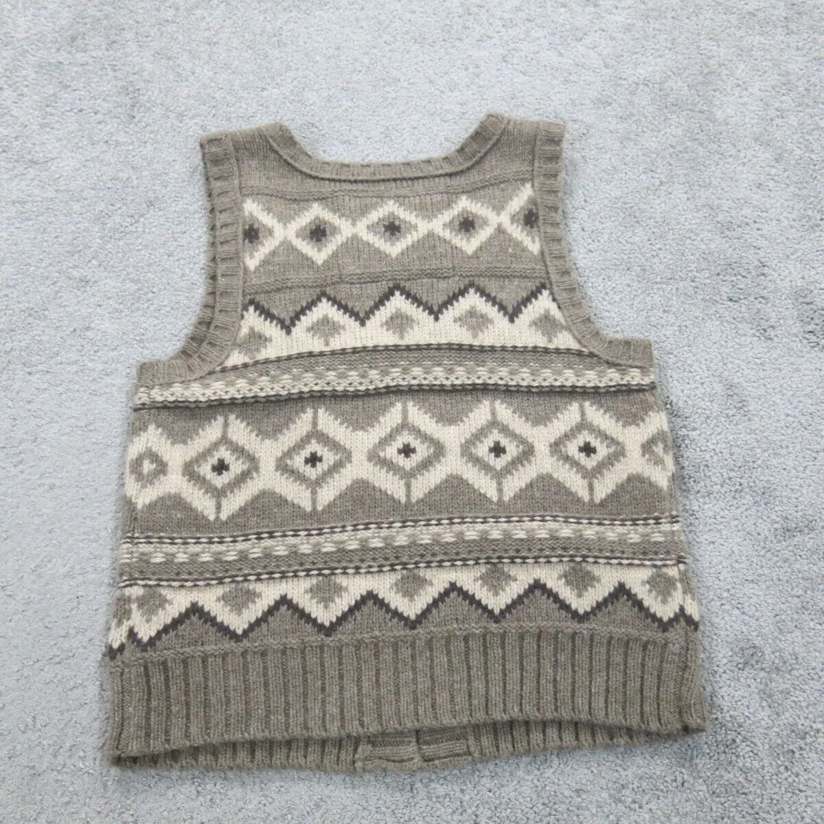 Abercrombie & Fitch Womens Cropped Vest Sweater Front Button Beige Brown Size M