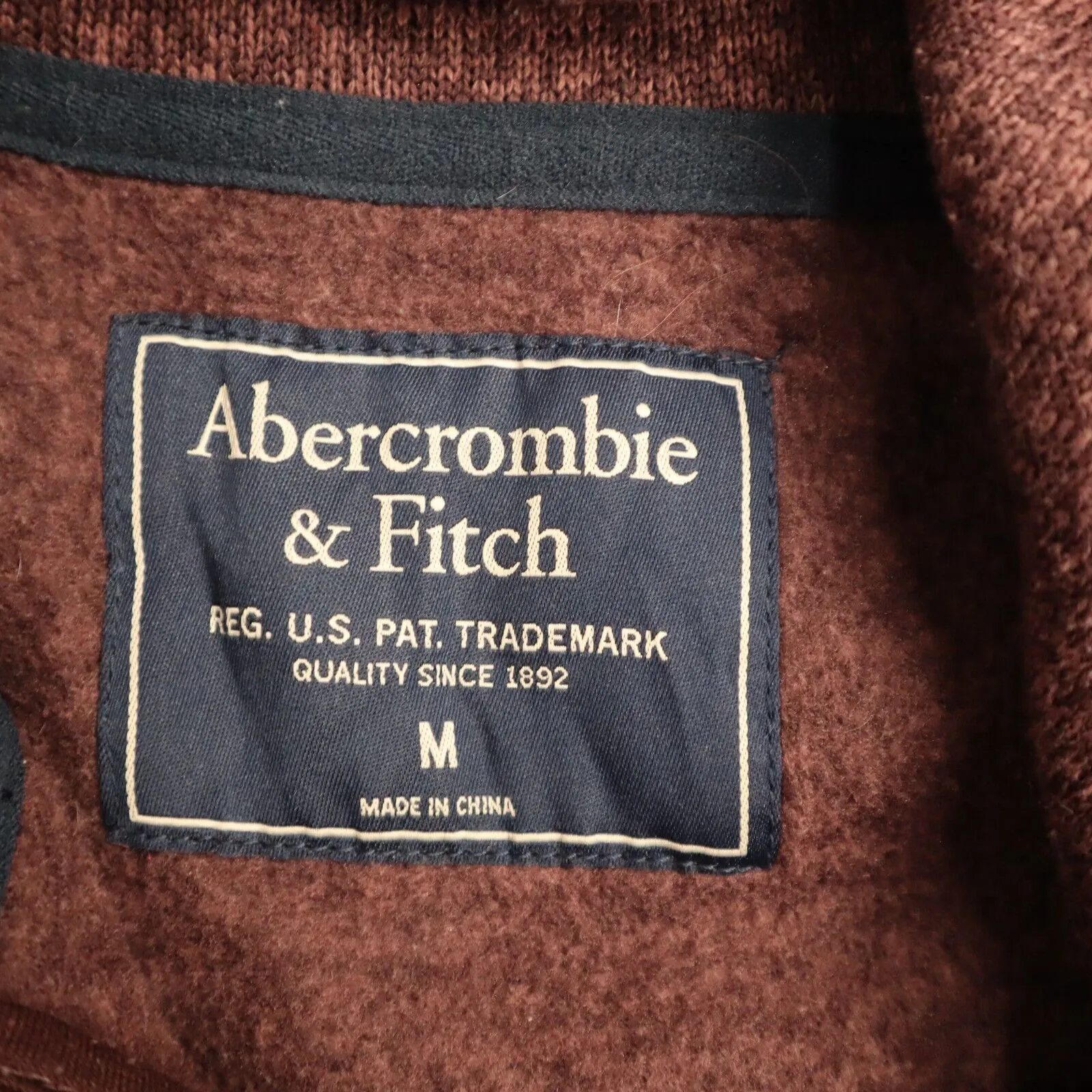 Abercrombie & Fitch Womens Knitted Hooded Sweater Full Zip Pockets Brown Medium