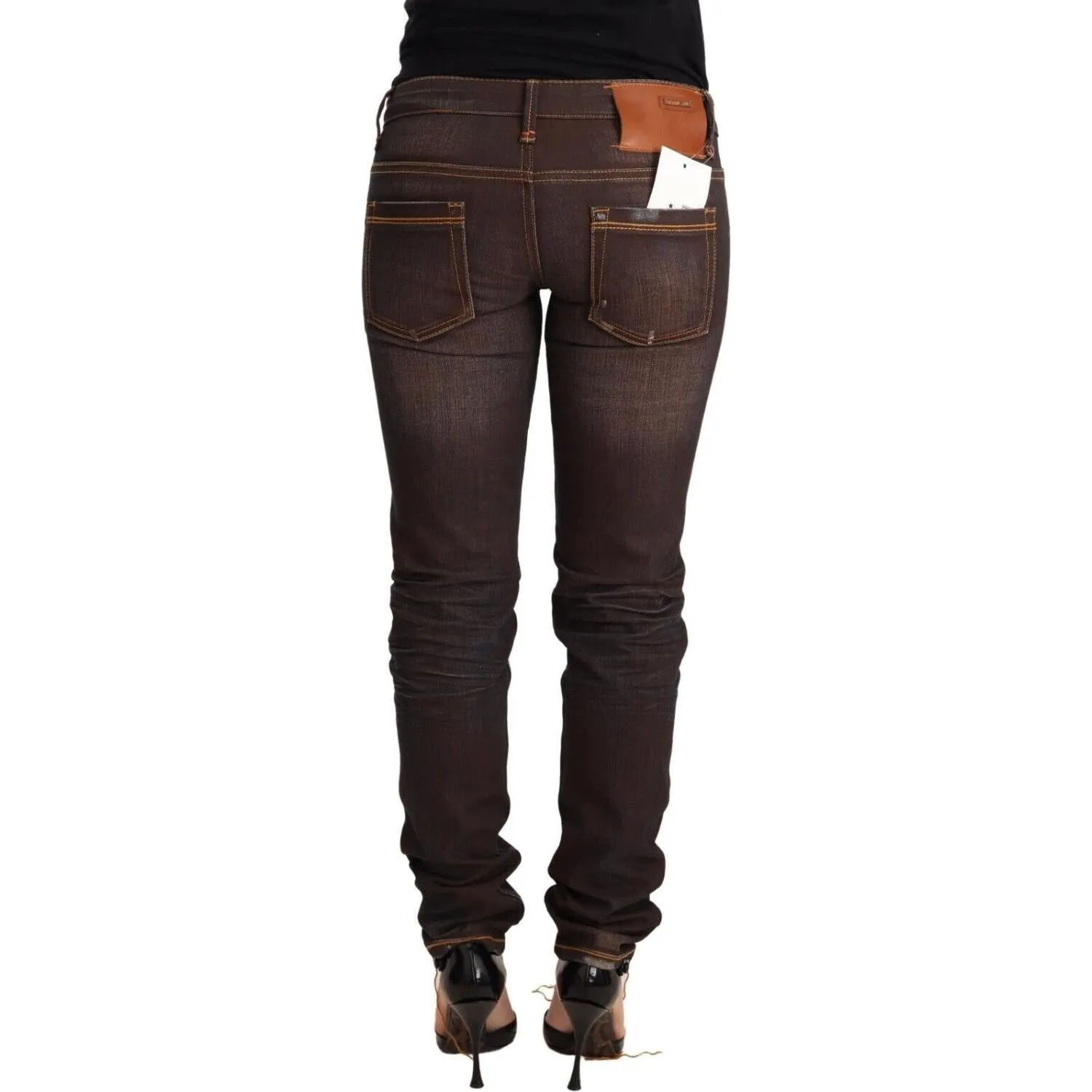 Acht Chic Low Waist Skinny Brown Jeans