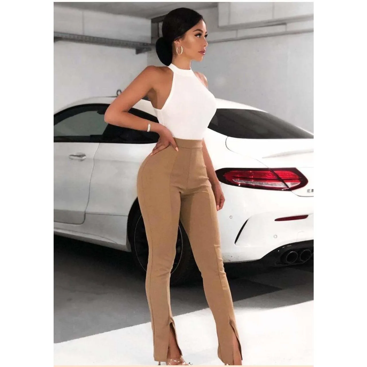 Ankle Slit High Waisted Pant