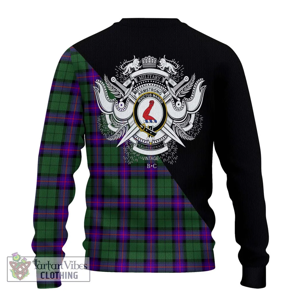 Armstrong Modern Tartan Ugly Sweater with Family Crest and Military Logo Style