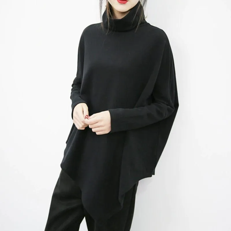 Asymmetrical Turtleneck Long Sleeve Shirt