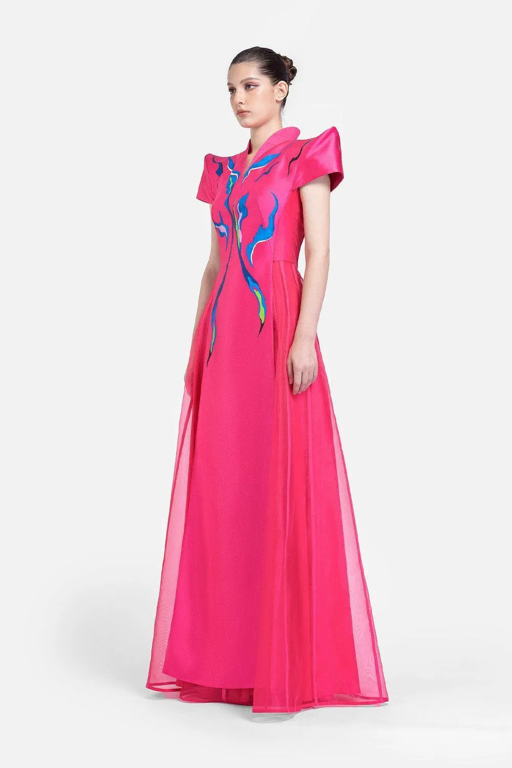 Azalea A-line V-Neck Zibeline Floor Length Dress