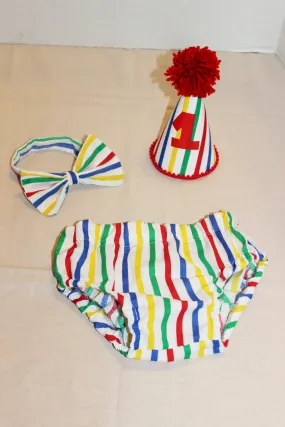 baby boy/toddler cake smash outfit, boys birthday outfit, circus stripes cake smash boys birthday,boys first birthday outfit, clown outfit