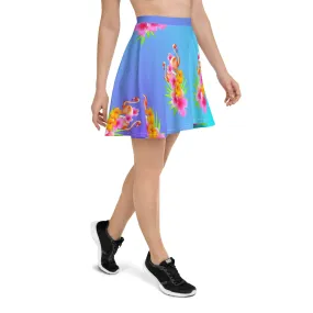 BAHAMA BLUE OMBRE FLAMINGOS SKATER SKIRT