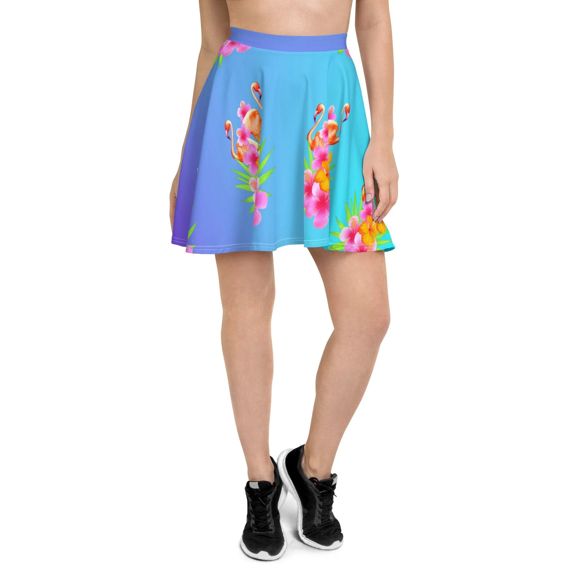 BAHAMA BLUE OMBRE FLAMINGOS SKATER SKIRT