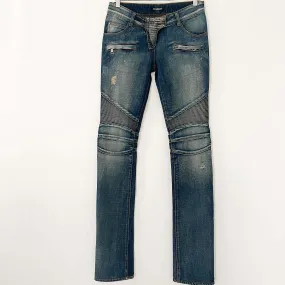 BALMAIN Distressed Biker Jeans