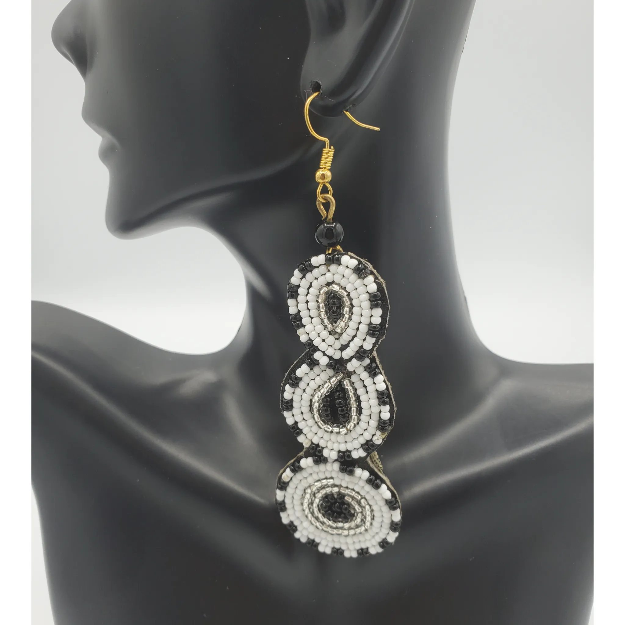 Beaded Collar Jewelry SET, Black & White