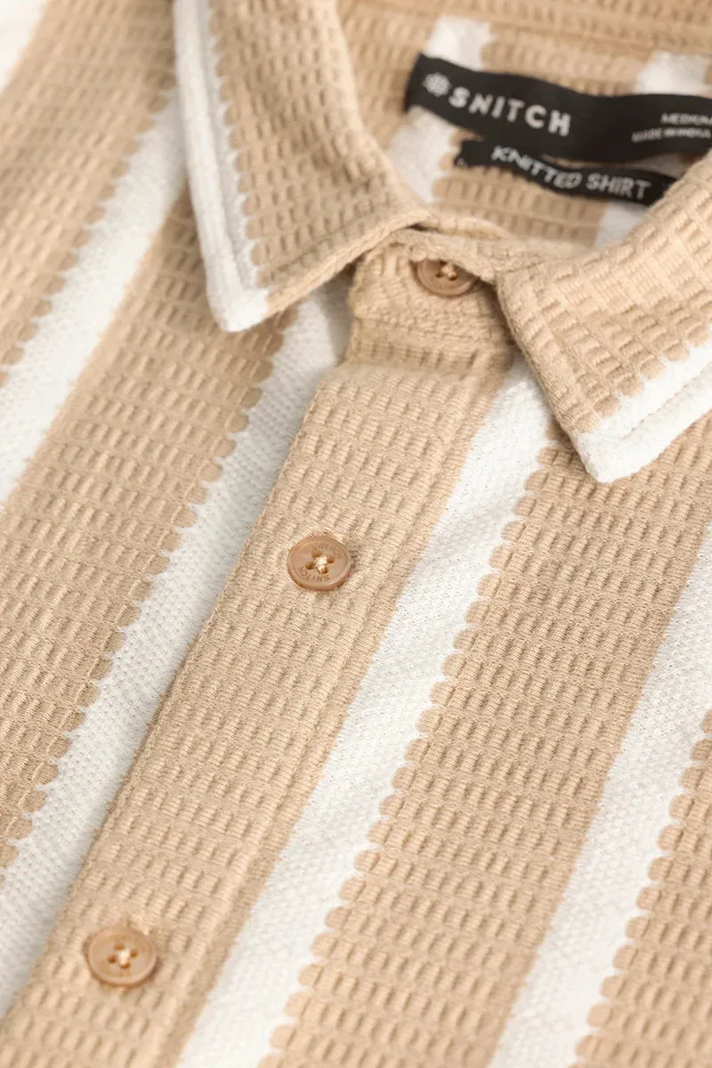 Beige Stripes Knitted Shirt