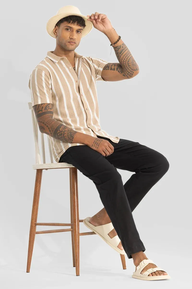 Beige Stripes Knitted Shirt