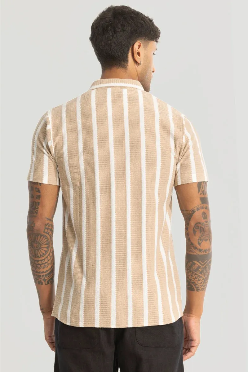 Beige Stripes Knitted Shirt