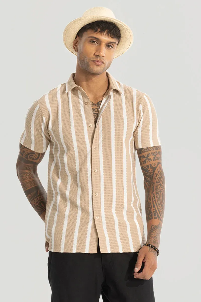 Beige Stripes Knitted Shirt