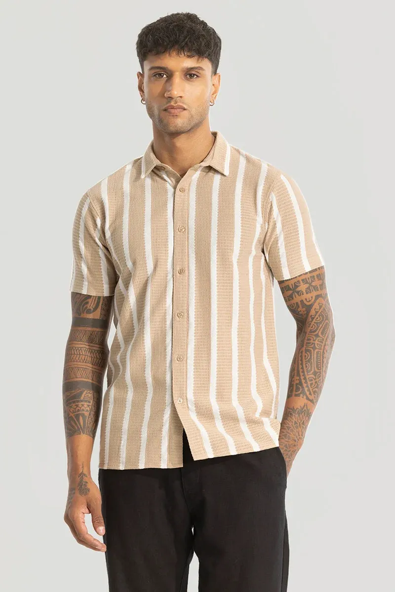 Beige Stripes Knitted Shirt