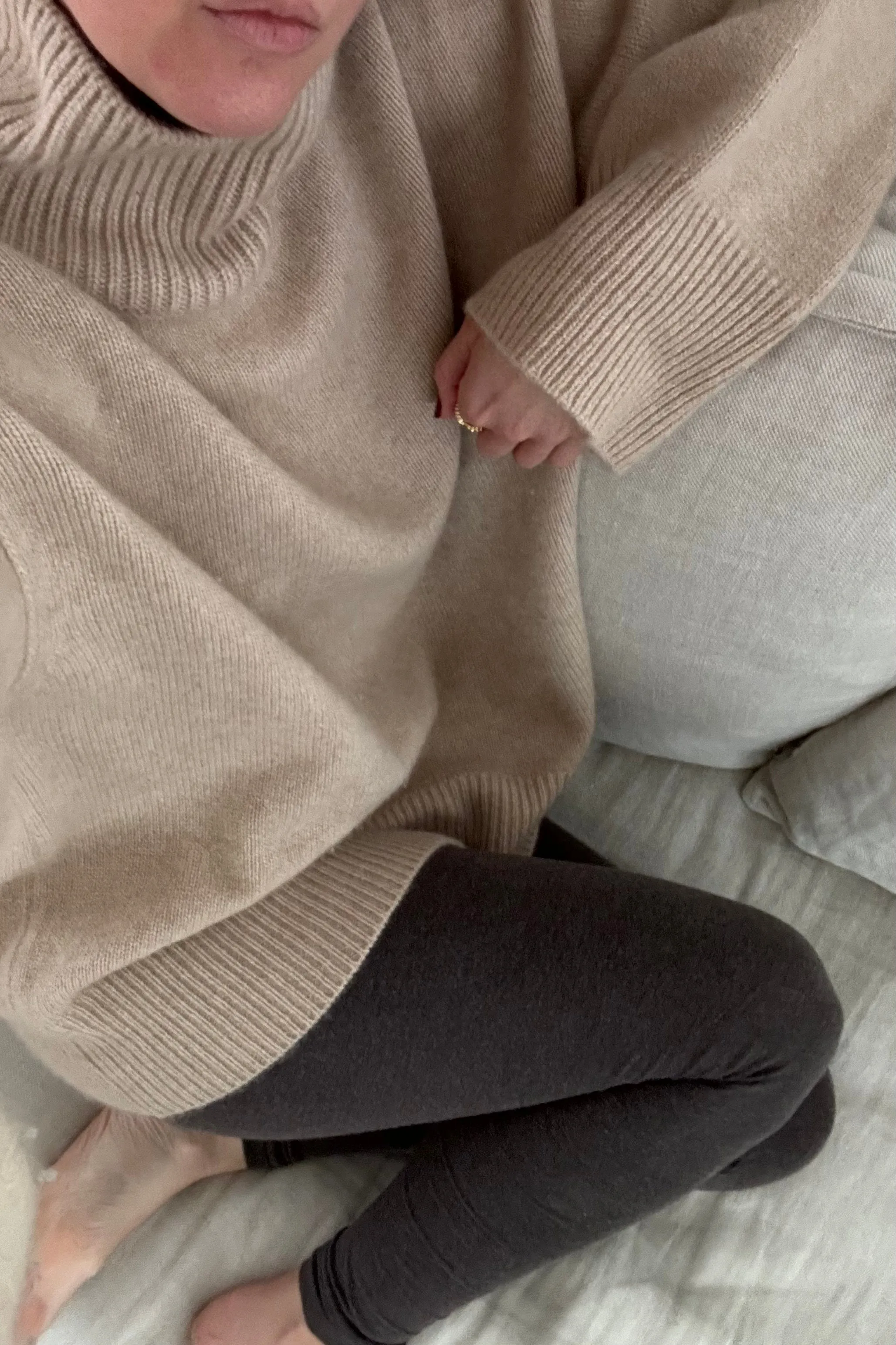 Bella Cashmere High Neck Sweater - Oatmeal