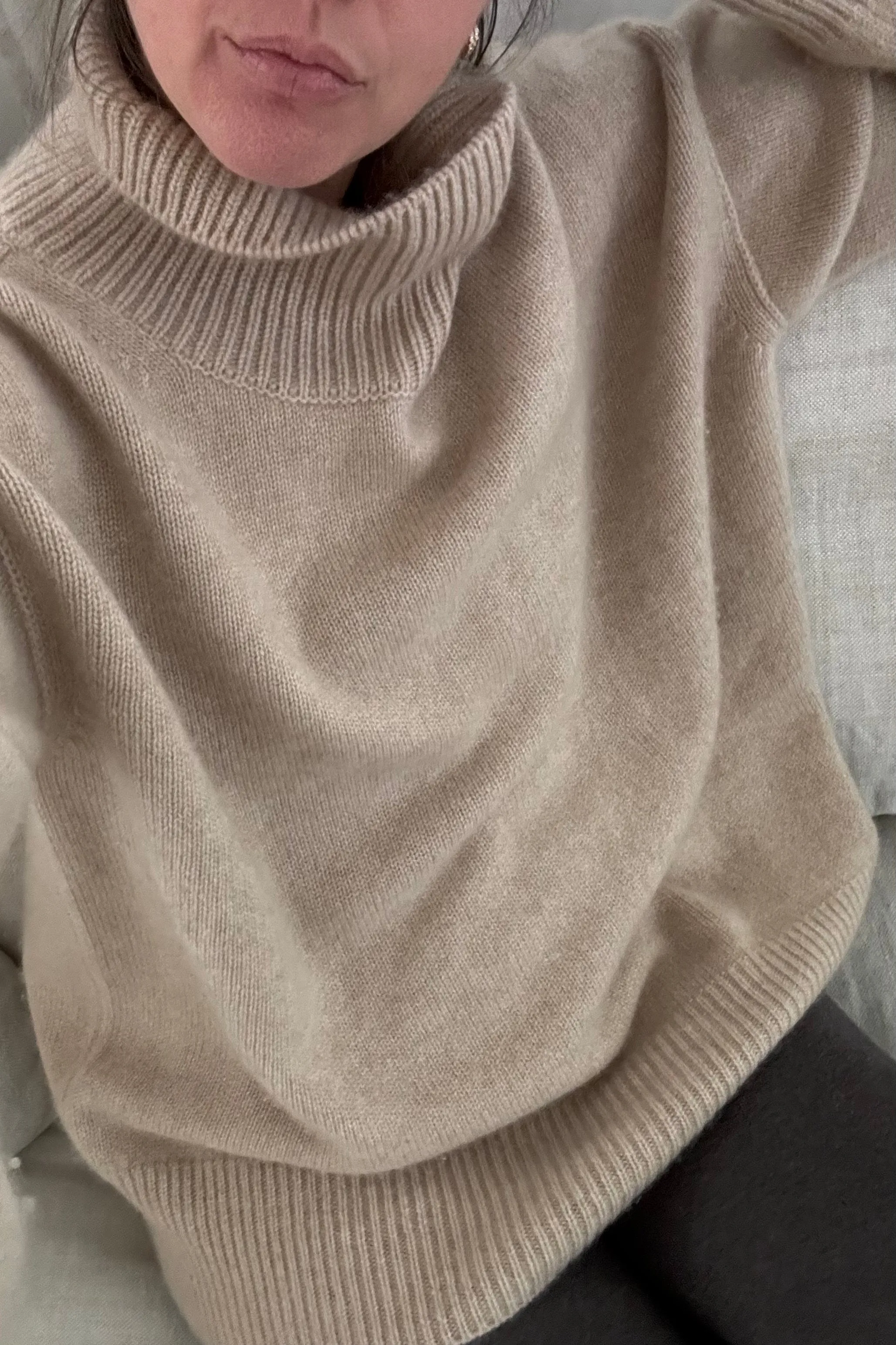 Bella Cashmere High Neck Sweater - Oatmeal