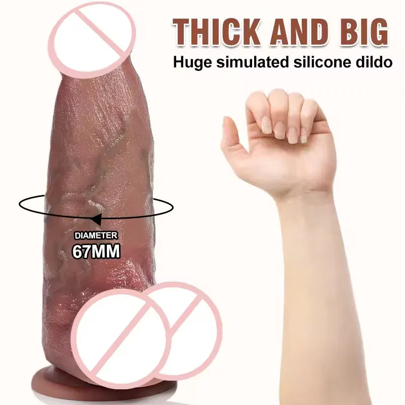 Big Girth Realistic Anal Dildo Butt Plug - Huge Silicone Suction Cup Female Sex Toy