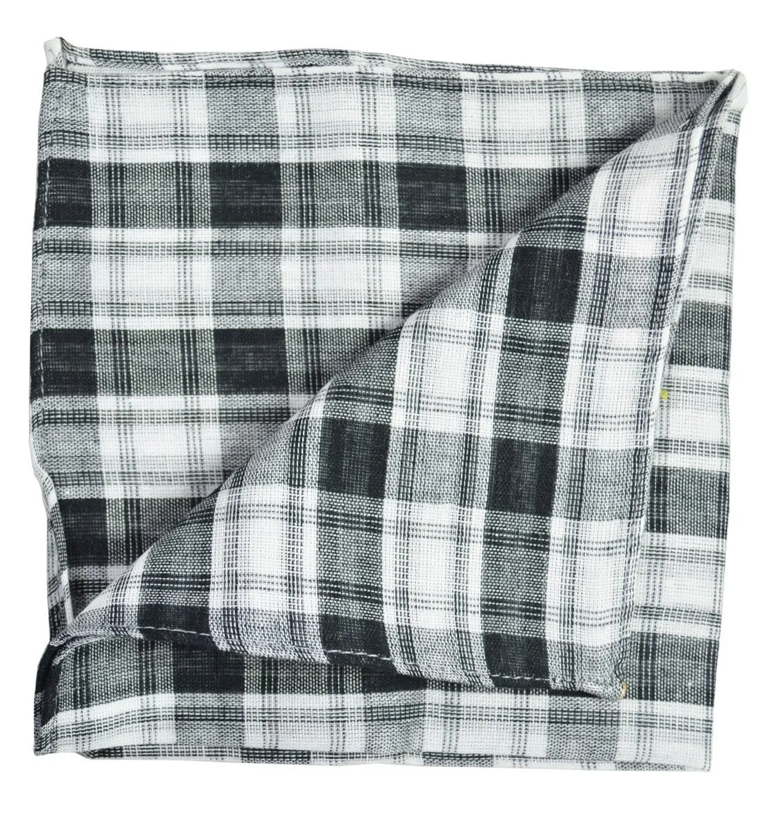 Black and White Plaid Cotton and Linen Necktie