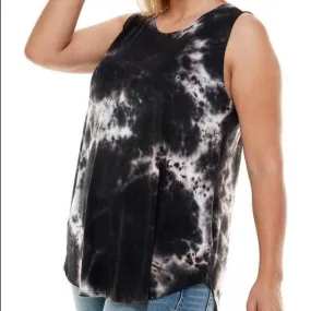 BLACK TIE DYE CASUAL TANK