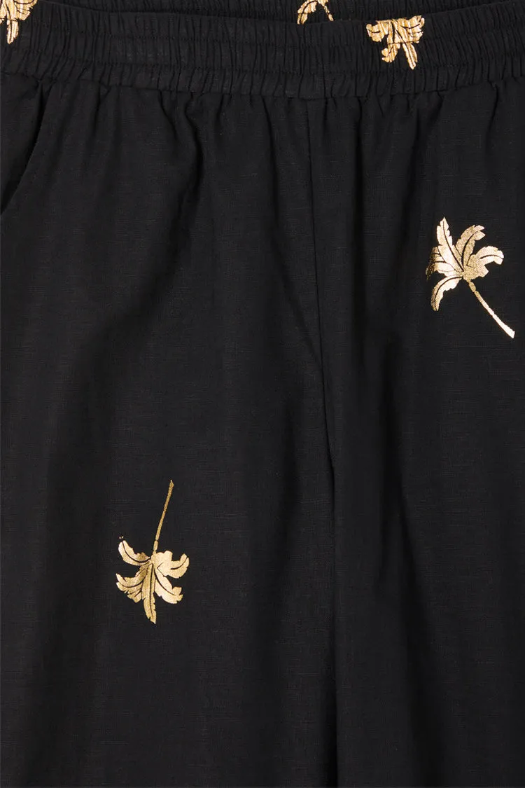 Black with Gold Palm Fleck Trousers