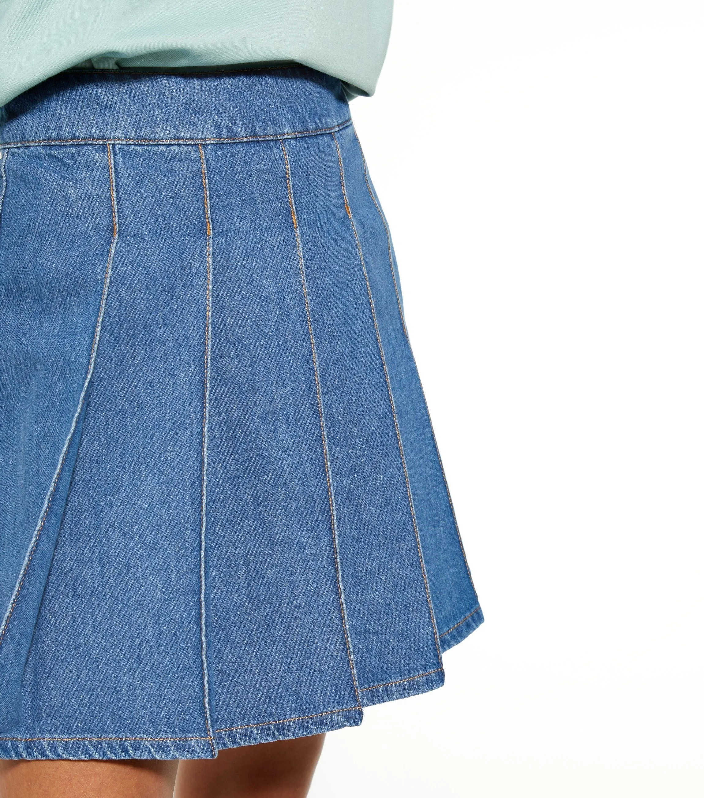 Blue Denim Pleated Tennis Skirt