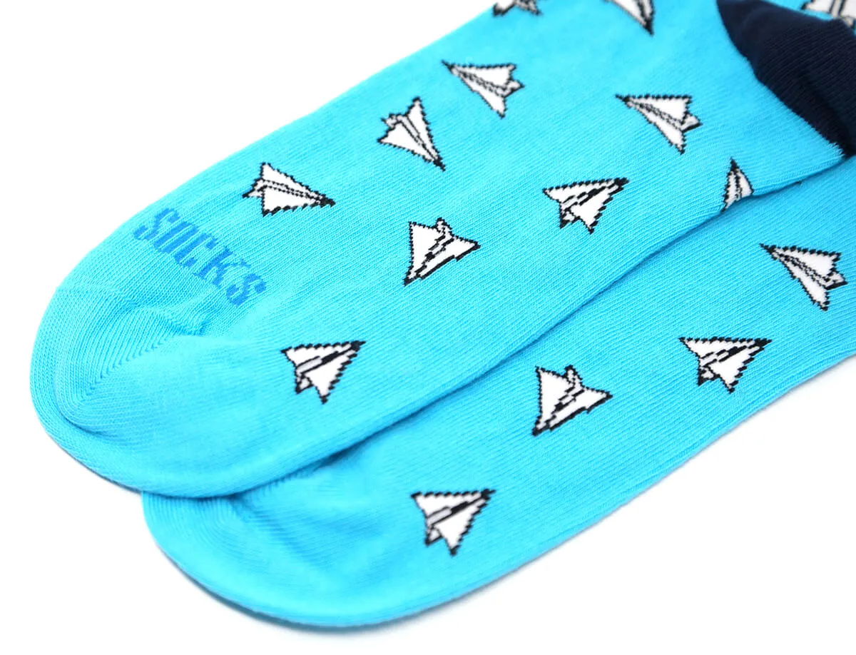 Bombay Sock Company Cyan Paper Plane Socks