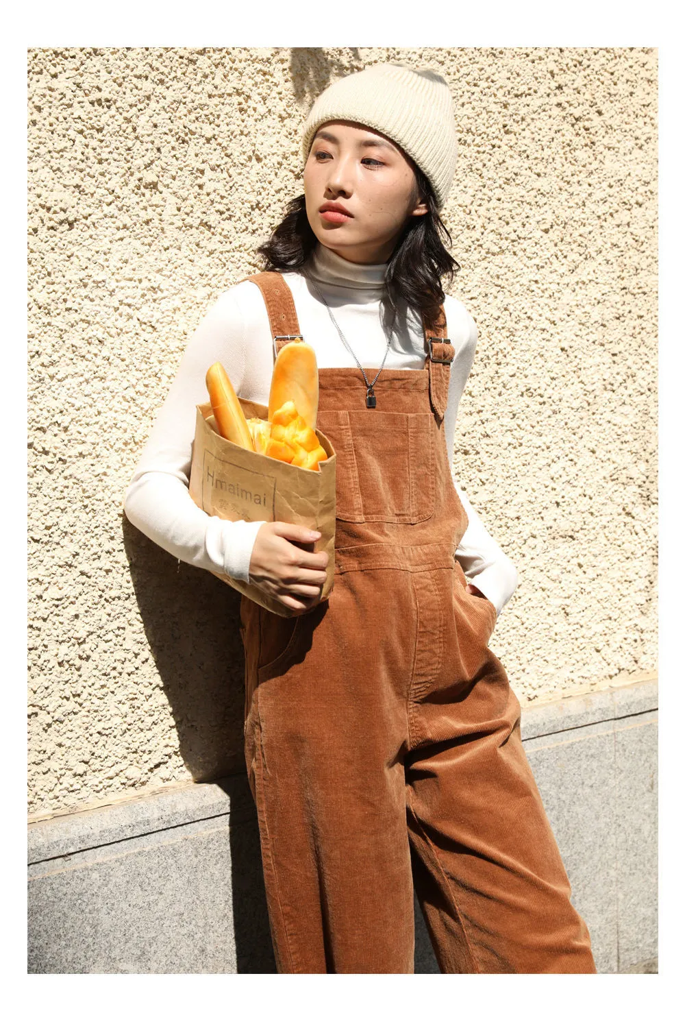 Brown Corduroy Jumpsuits Women Autumn Straight Baggy Loose Casual Wide Leg Trousers Female