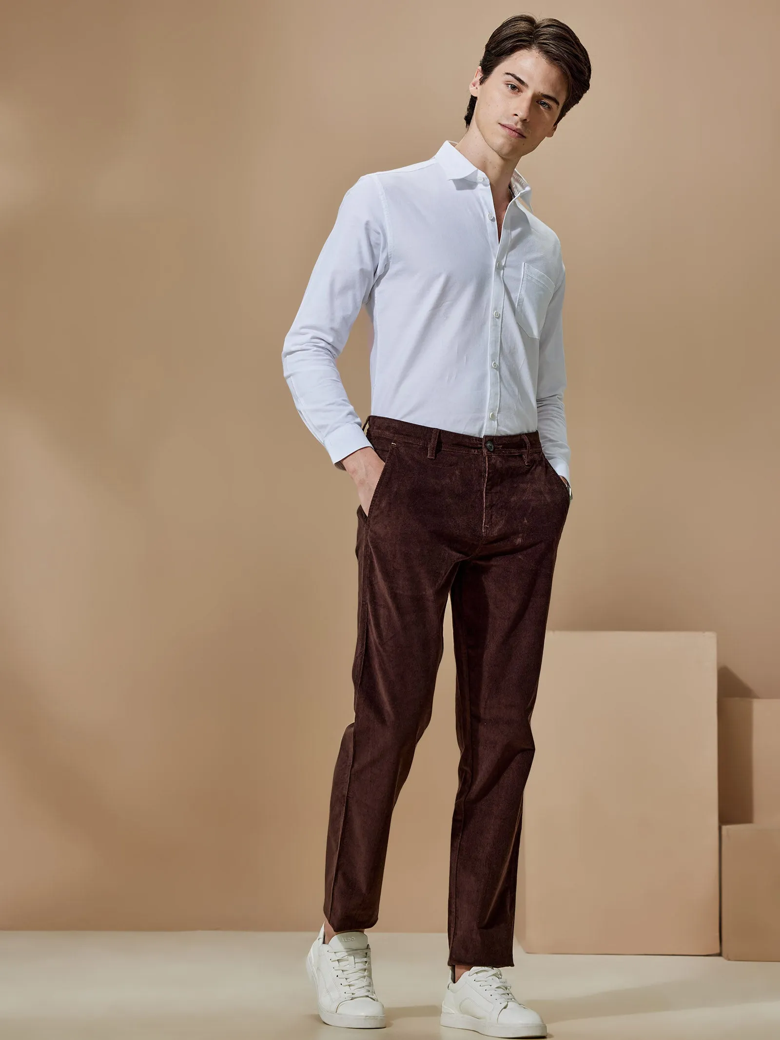 Brown Corduroy Stretch Relax Fit Trouser