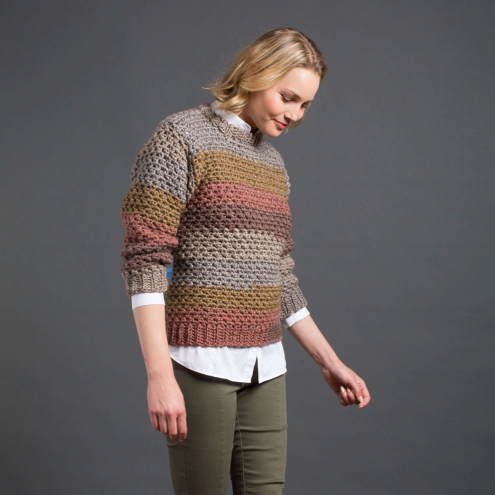 Caron Stepping Stripes Crochet Pullover