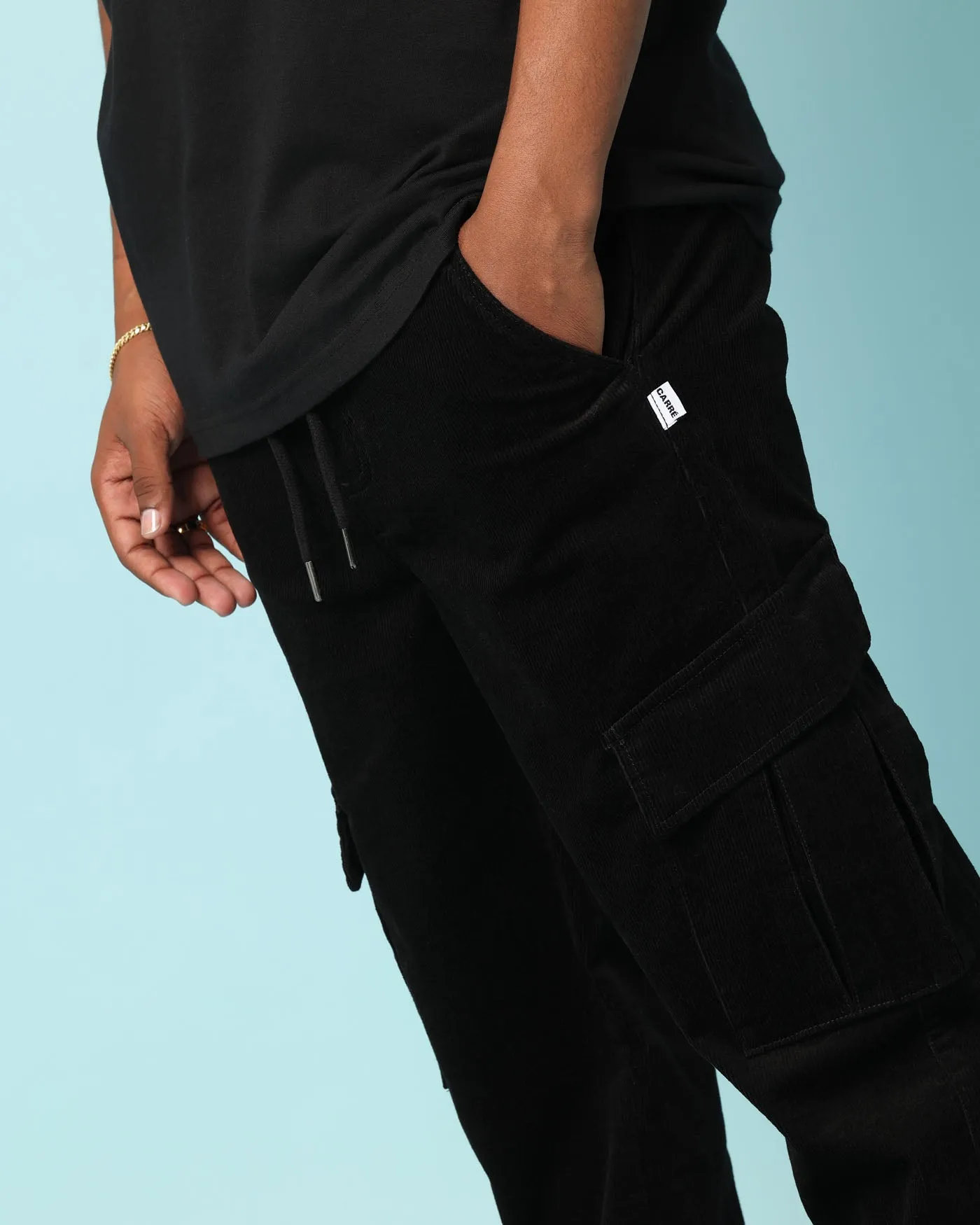 Carré Bande Corduroy Cargo Pants Black