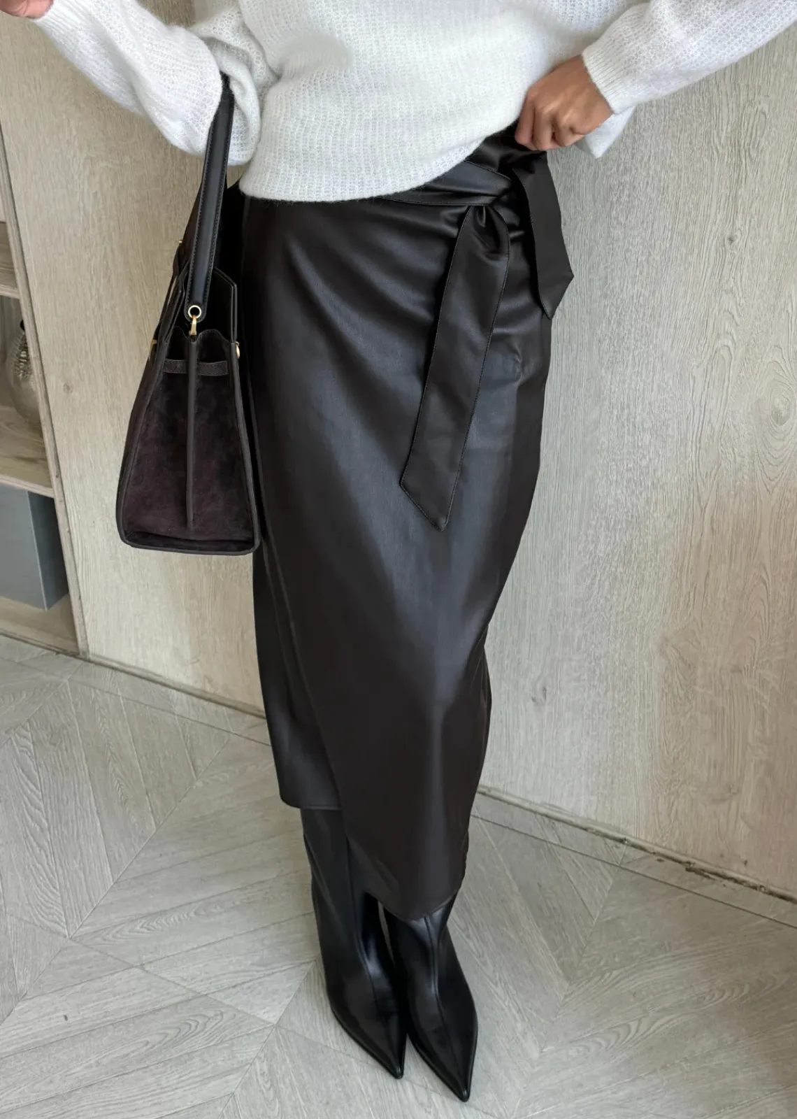 Charli Livia Wrap Skirt - Espresso