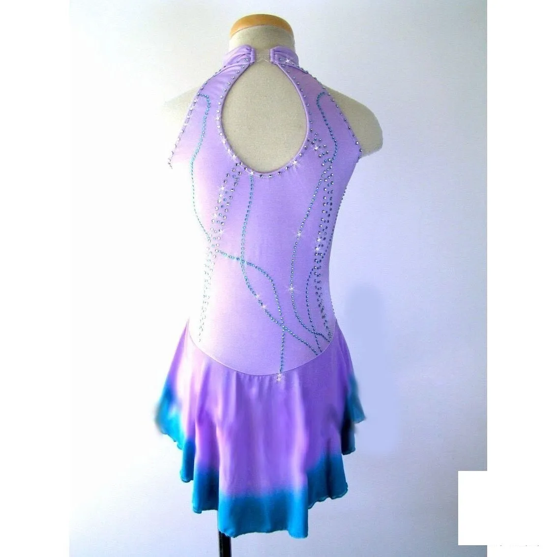 Competition Figure Skating Dress Lilac Halter Style Crystals