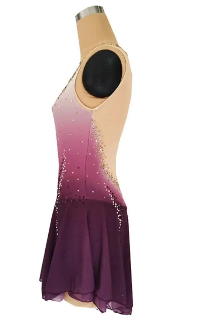 Competition Skating Dress Burgundy to Pink Ombre  BSU231120