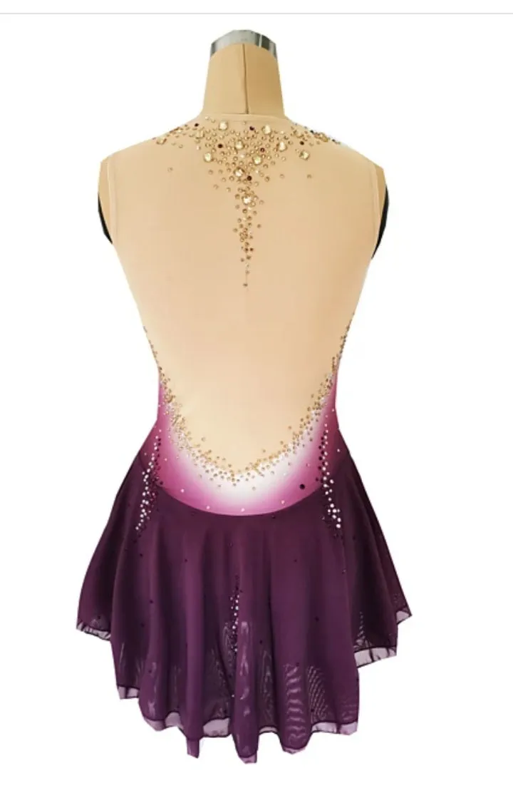 Competition Skating Dress Burgundy to Pink Ombre  BSU231120